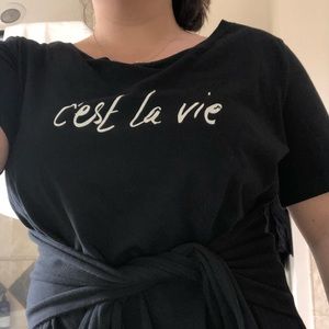 Black flowy Cest La Vie tee/top